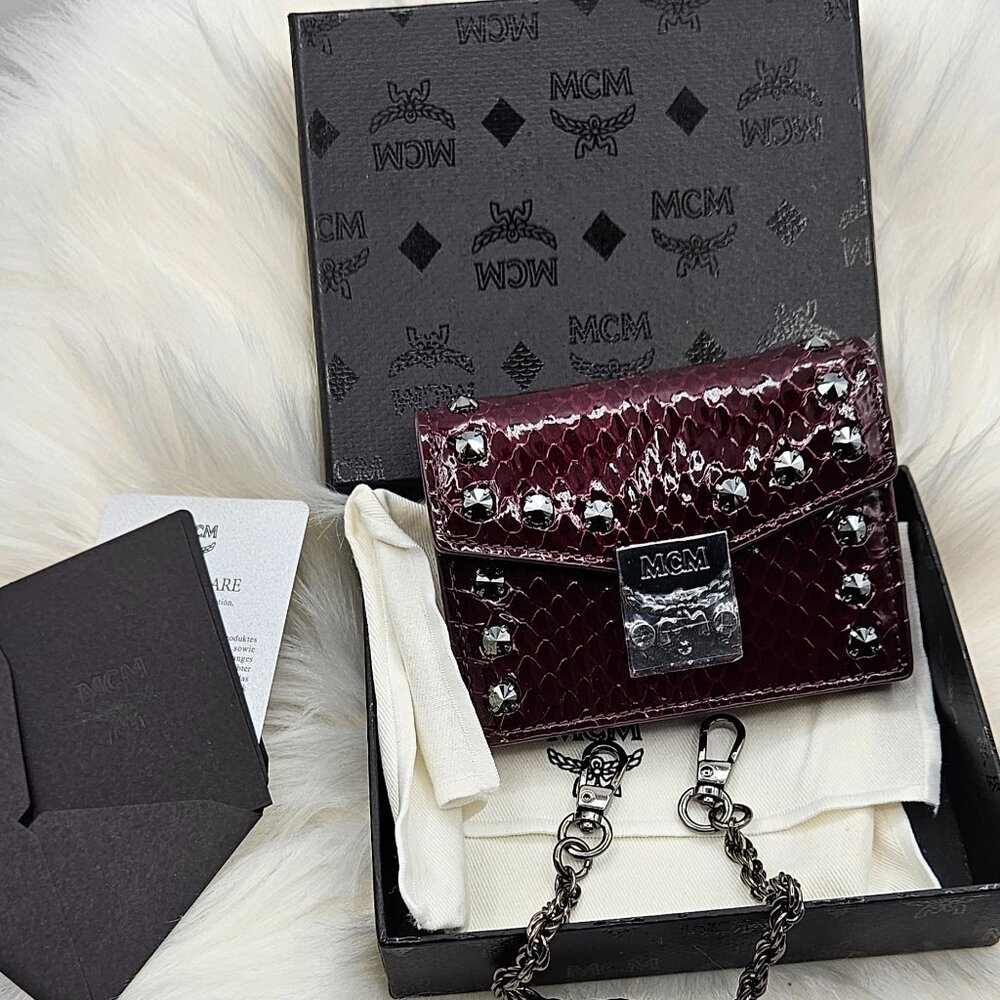 MCM Studded Cardholder Crossbody Chain